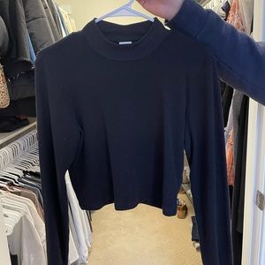 TNA Waffle Knit Mock Neck Cropped Top